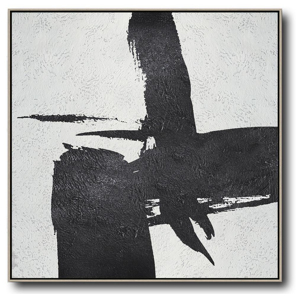 Minimal Black and White Painting #MN46A - Click Image to Close